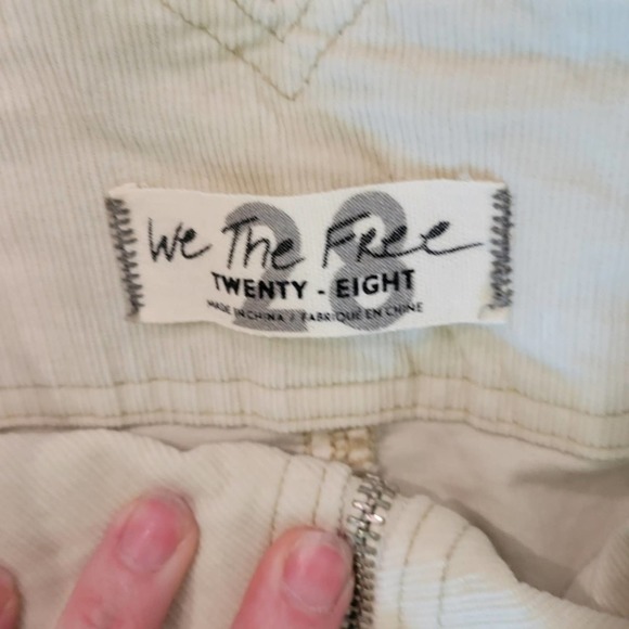 Free People I Want It All Skirt Ivory Zip Front Pencil Corduroy Pockets Size 28 - Picture 4 of 8